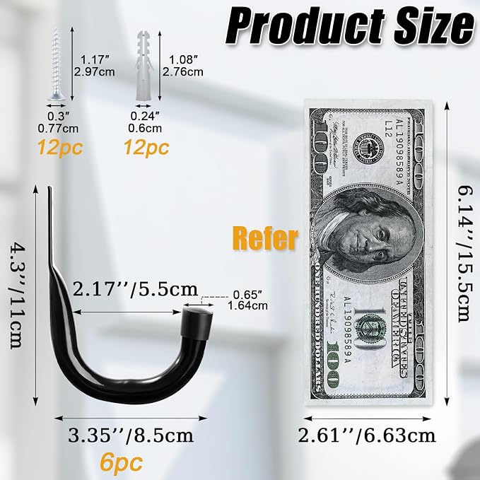 Metal Wall Hooks for Hanging Heavy Duty, Large Utility J Hooks - Image 7