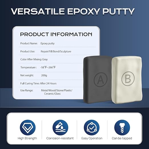 Boncart High Strength AB Epoxy Putty, 200g Steel Reinforced Repair Filler | - Image 2
