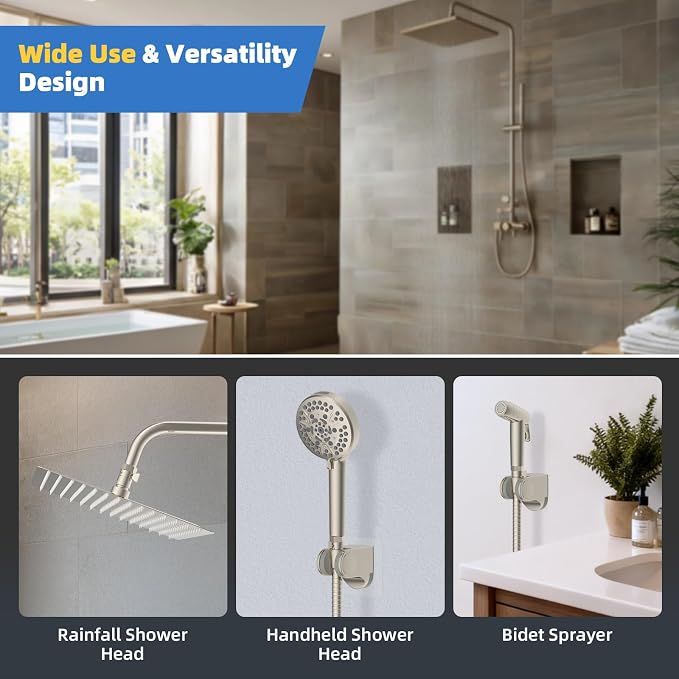 Hibbent All Metal 3 Pack Shower Head Flow Control Valve, G1/2 Brass Shut-off - Image 5