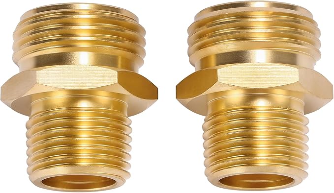 2 Pack 3/4" GHT to 3/4" NPT Male Connector, Brass Garden Hose Fitting, Male - Image 5