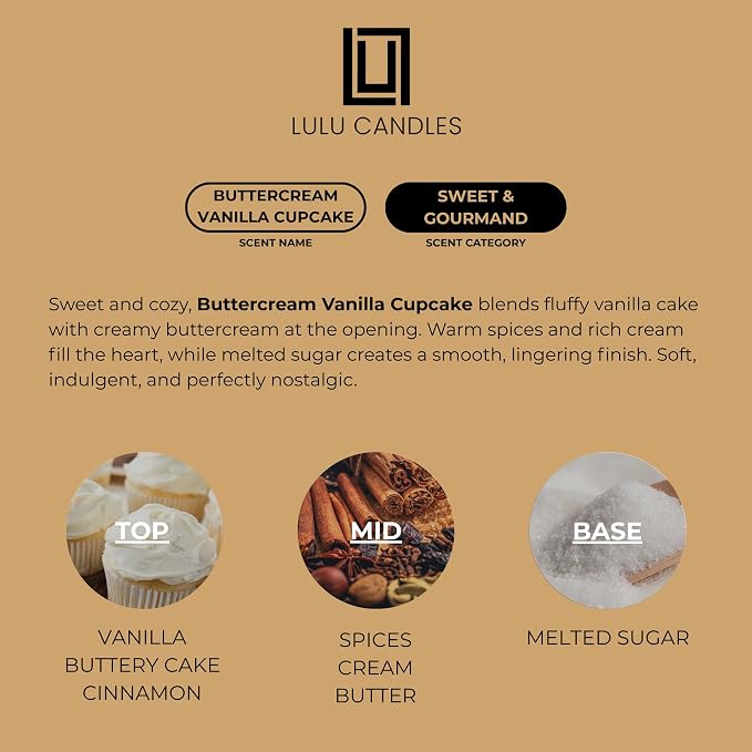 Lulu Candles | Buttercream Vanilla Cupcake | Luxury Scented Soy Jar Candle | - Image 4