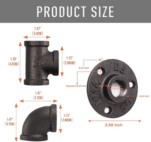 1/2" Floor Flange/Elbow/Tee Combo, 40 Pack Pipe Fitting - Image 2