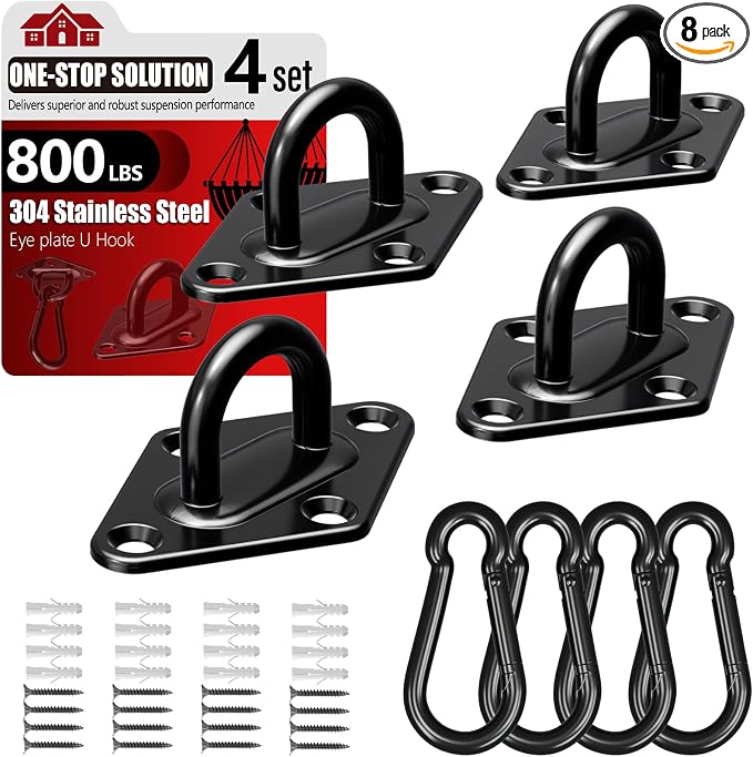 304 Stainless Steel Pad Eye Snap Hook, M6 Ceiling Hook 800Lb, Yoga Gym Equipment by Sprookber