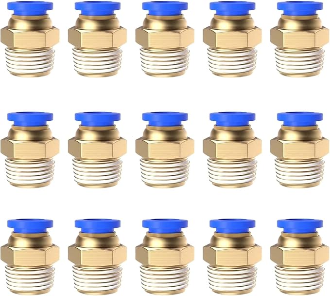 15Pcs 1/4" Tube OD x 1/4NPT Male Push to Connect Fittings by ROZESAZZ