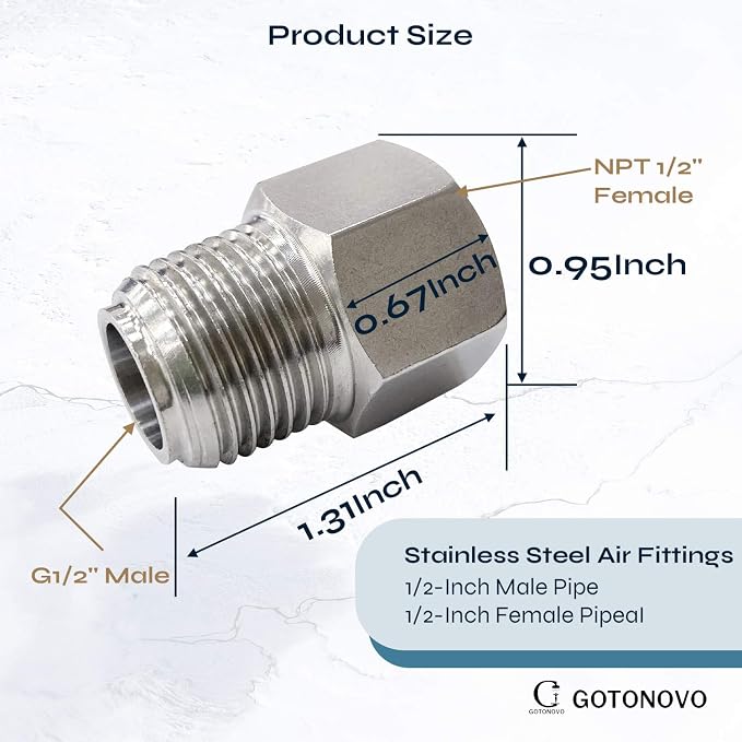 gotonovo G1/2 Inch Female To NPT1/2 Inch Male Threads Adapter Shower Fixture - Image 3