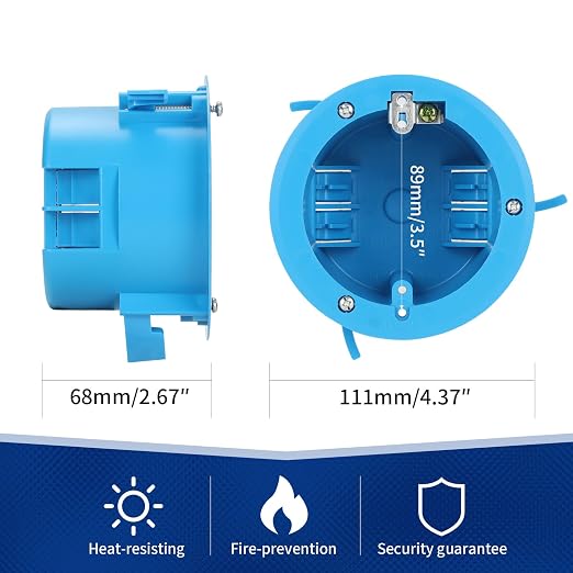 Round Ceiling Junction Box, 18 Cu.in, | 1-gang round ceiling Blue box, 18 cu.in - Image 2