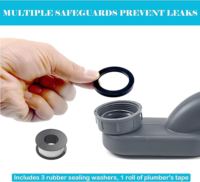 1 1/2 Inch Tub Drain Kit with Low Profile P Trap, Flexible Drain Pipe - Image 6