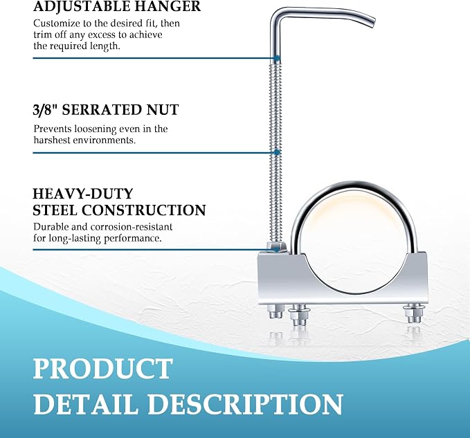 3 inch Exhaust Clamp with Hanger, Heavy Duty Exhaust Hanger with Clamp - Image 5
