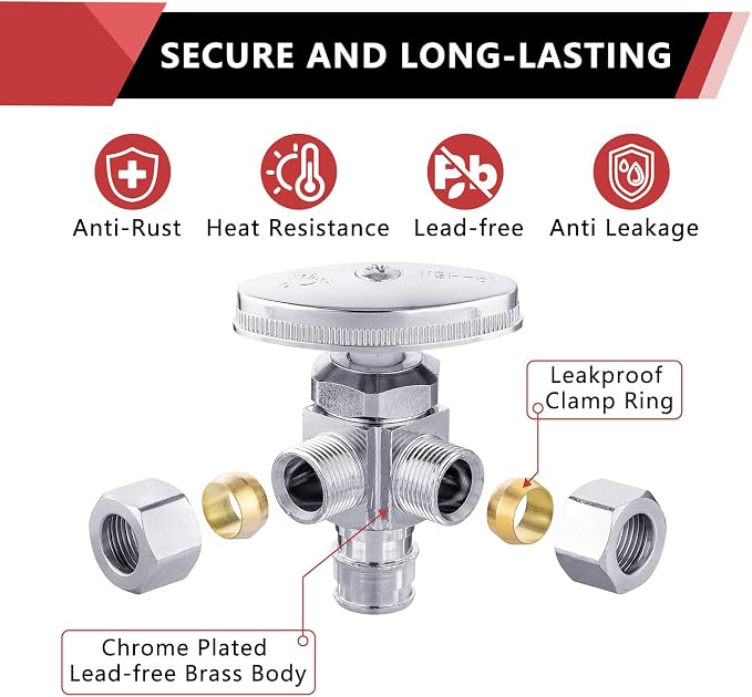 2PC EFIELD PEX-A Expansion Angle Stop Valve, Chrome Plated-VALVE067 - Image 5