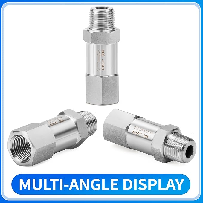 ChillWaves 304 Stainless Steel In-Line Split Check Valve 1" NPT Male x 1" NPT - Image 3