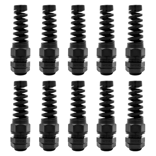 Strain Relief Cord Connector, LISTENJIALE 10Pcs NPT 1/4" Waterproof Cable Gland by LISTENJIALE