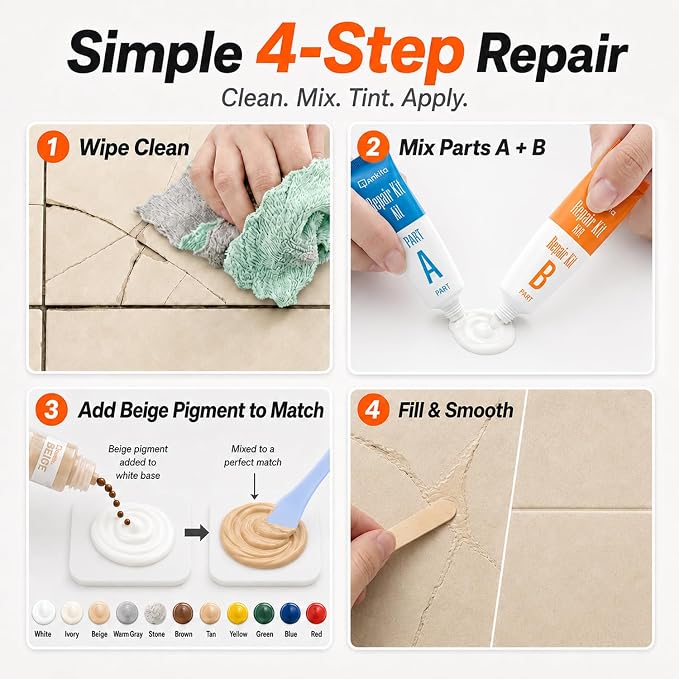 Tile Repair Kit, Ceramic & Porcelain Epoxy Putty - Image 5