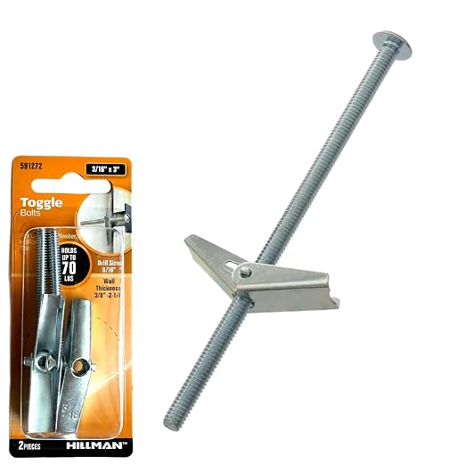 2 Heavy Duty Drywall Anchors & Screws Toggle Bolts and Wing Nuts Set by ALAZCO