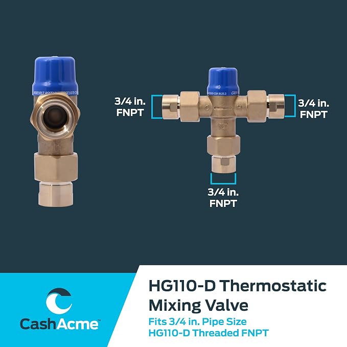 Cash Acme 3/4 Inch HG110-D FNPT Thermostatic Mixing Valve - Image 5