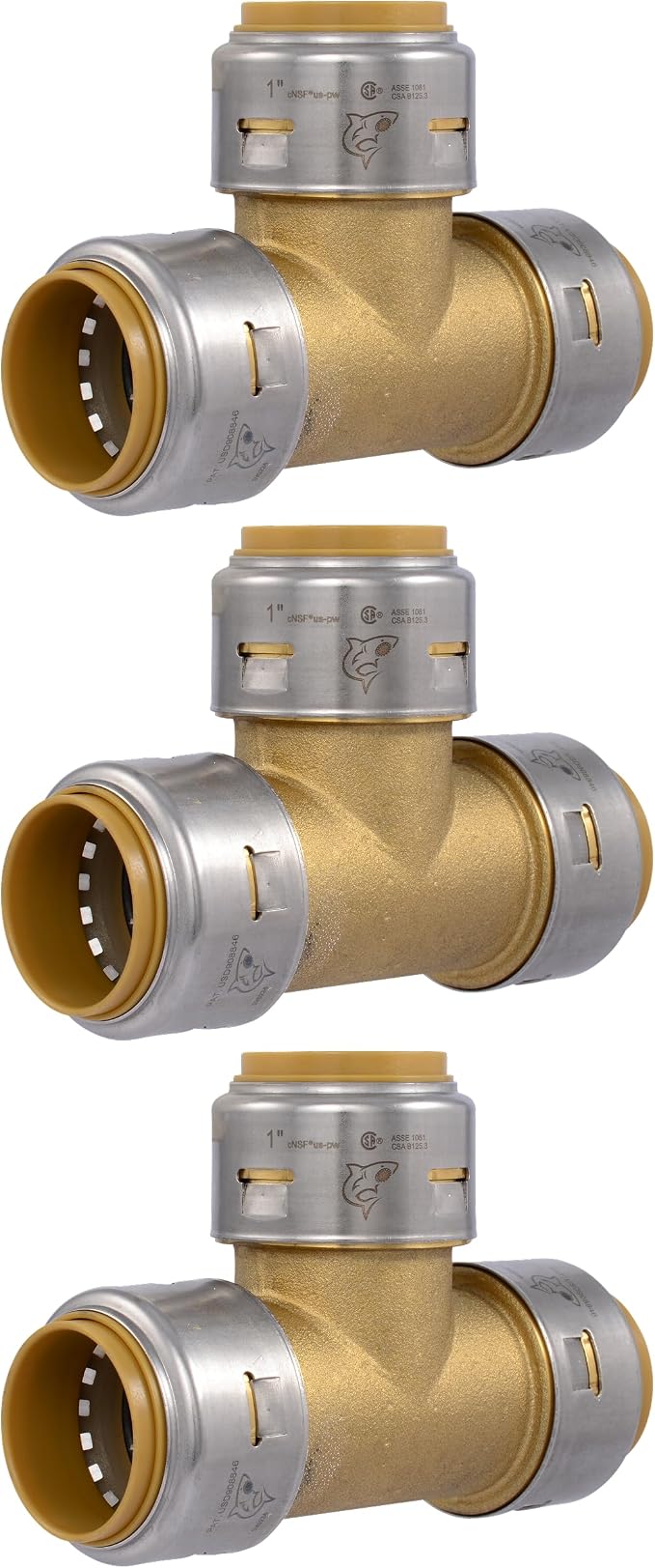 SharkBite Max 1 Inch Tee, Push to Connect Brass Plumbing Fitting, PEX Pipe by SharkBite