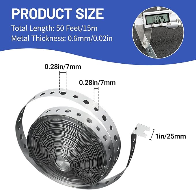 Galvanized Metal Pipe Strap 3/4-Inch x 50-Feet 24-Gauge, Metal Strapping - Image 4