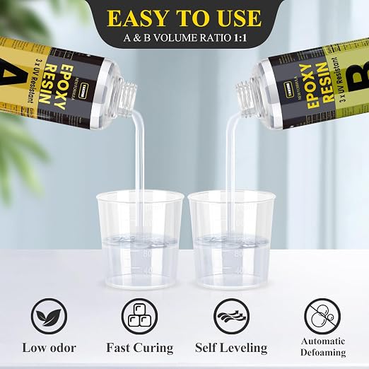 TAKIMO 16OZ 3X UV Resistant Crystal Clear Epoxy Resin Kit, 1:1 High Gloss | - Image 2