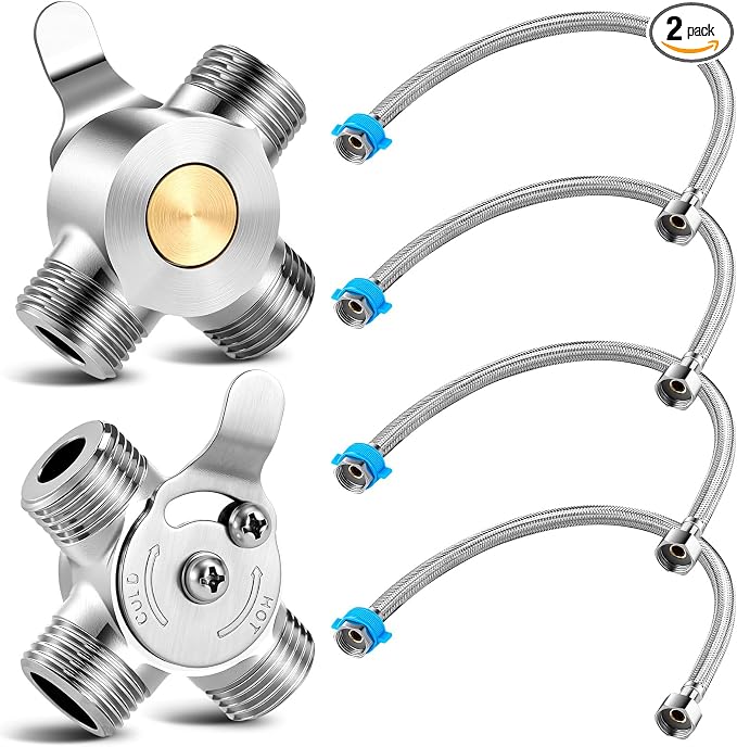 2 Pack 3/8 Inch Brass Manual Thermostatic Shower Water Mixing Valve | Hot and by Unknown