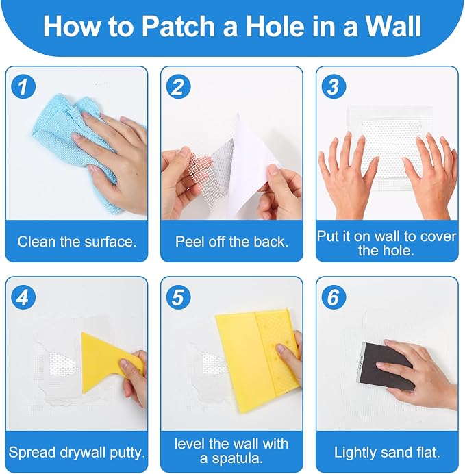 Dry Wall Patch Kits, Aluminum Spackle Wall Repair Patch Kit Fiber Mesh Plate - Image 7