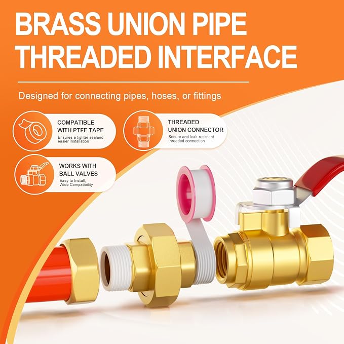GASHER 1" MNPT Brass Union Pipe Fitting | 1 Inch Male x 1 Inch Male Thread - Image 5