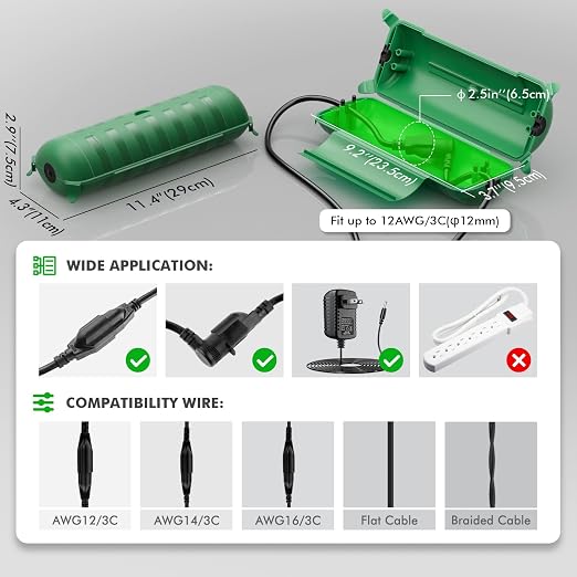 RESTMO Outdoor Extension Cord Cover, IP44 Waterproof Electrical Box | - Image 2