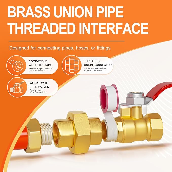 GASHER 2PCS 3/8" FNPT Brass Union Pipe Fitting | 3/8 Inch Female x 3/8 Inch - Image 5