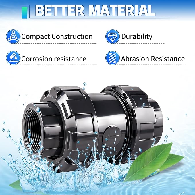 1 inch NPT PVC Check Valve, SCH80 Full Port Water Pump Ball Check Valve | UPVC - Image 3