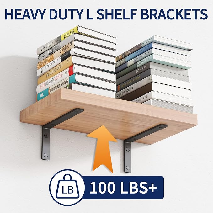 LSK 6PCS Shelf Bracket, L 10"×H 5", 5mm Thick Heavy Duty L Bracket, Max Load: - Image 6