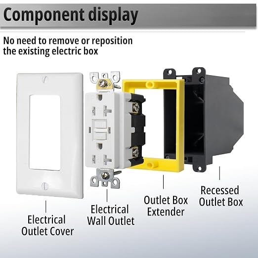 HXH Single Gang Receptacle Outlet Box Extender, 3/4 Inch, 3 Pack | - Image 7