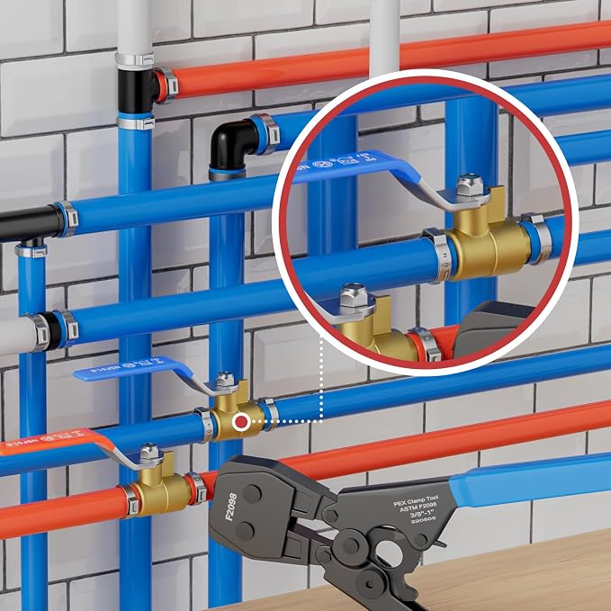 2-Pack 3/4" PEX Brass Ball Valve, Barb Crimp Pex Connection | Full Port Water - Image 7