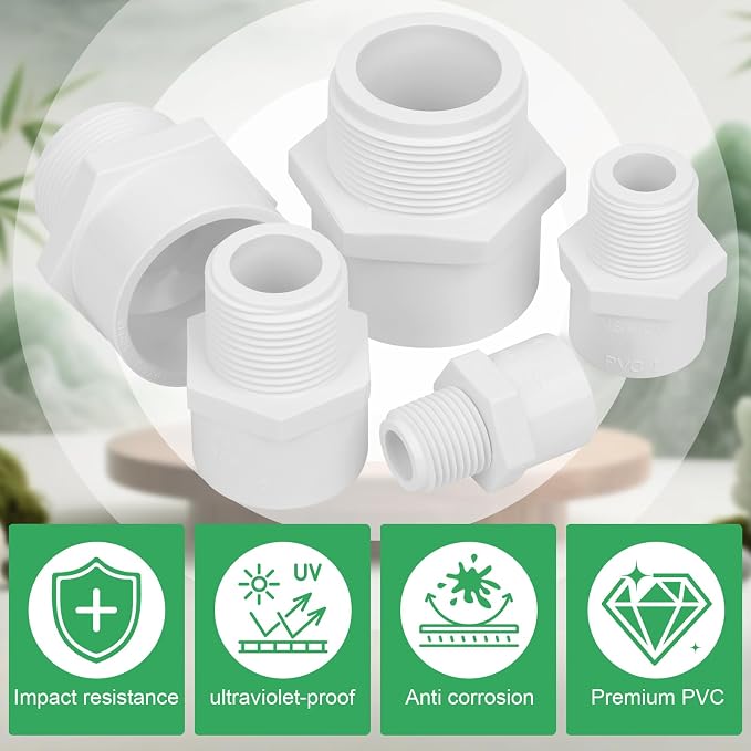 6Pack 1-1/4" PVC Male Adapter Pipe Fittings Furniture Grade SCH40 2-Way 1.25" - Image 4