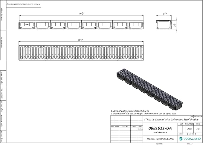 Vodaland - 4 Inch Easy 2 Premium Trench Drain Channel - Galvanized Stamped - Image 5