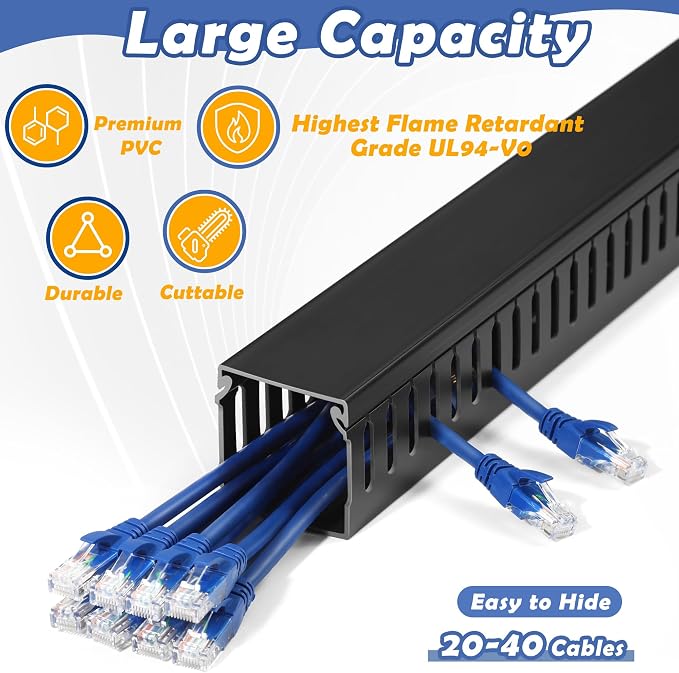 2" H x 2" W Cable Raceway, 132in Under Desk Wire Management Channel, 16.5in Each - Image 3