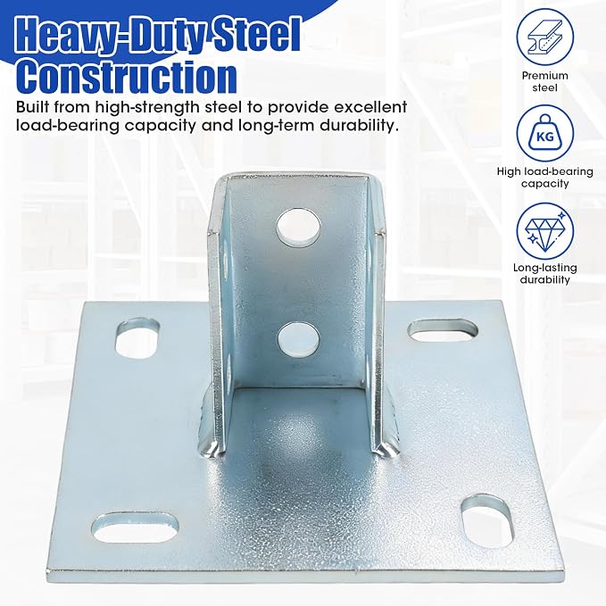 8 Pcs Strut Post Base, 4 Holes Square Mount Base 6" x 6" Base - Image 2