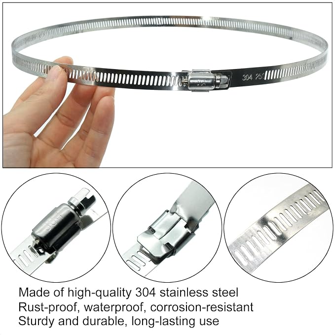 4Pcs 21.6-Inch/550mm Large Hose Clamps Stainless Steel | Adjustable Worm Gear - Image 3