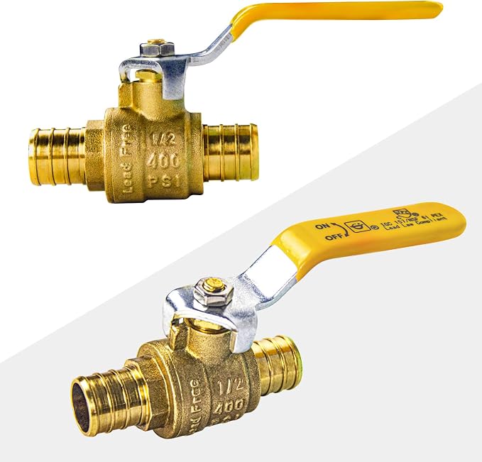 AB 1/2 Inch X 1/2 Inch Full Port PEX Ball Valve, Brass Water Shut Off Valve - Image 2