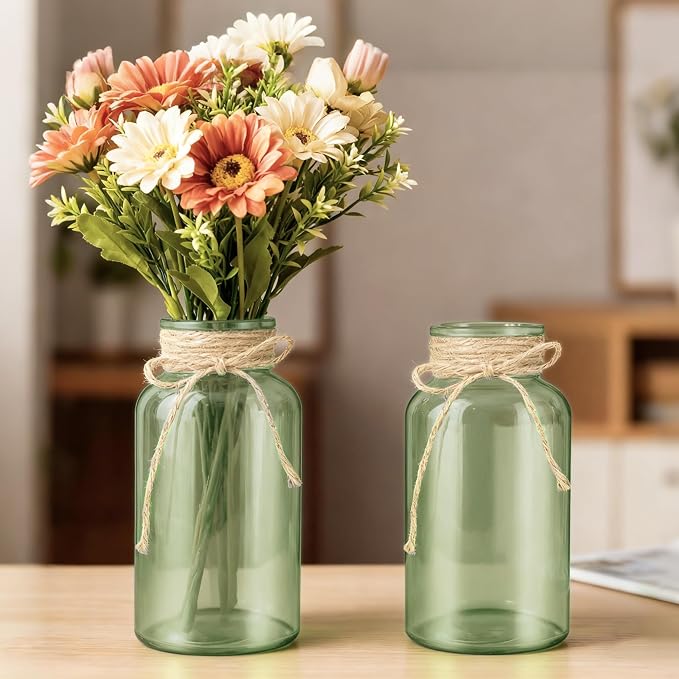 12 Pack Mason Jar Vases for Centerpieces, Wide Mouth Mason Jars - Image 3