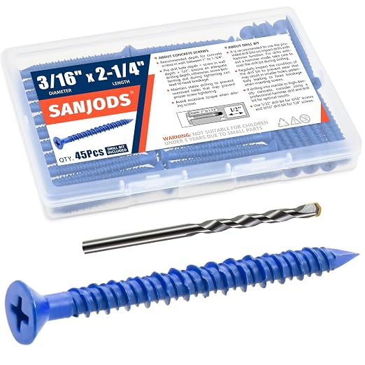 3/16" x 2-1/4" Concrete Screw Anchor, Cement or Stucco by Unknown