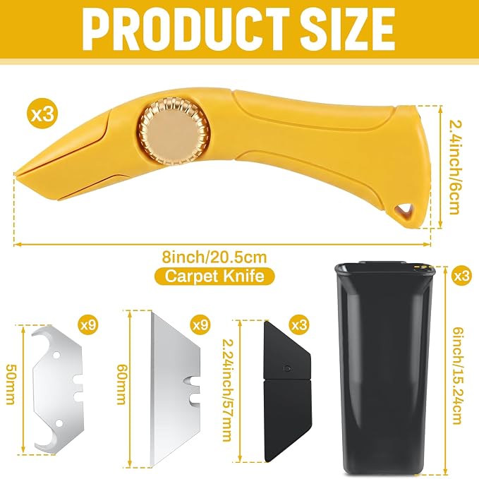 WILLBOND 3 Pack Heavy Duty Fixed Roofing Knife - Image 2