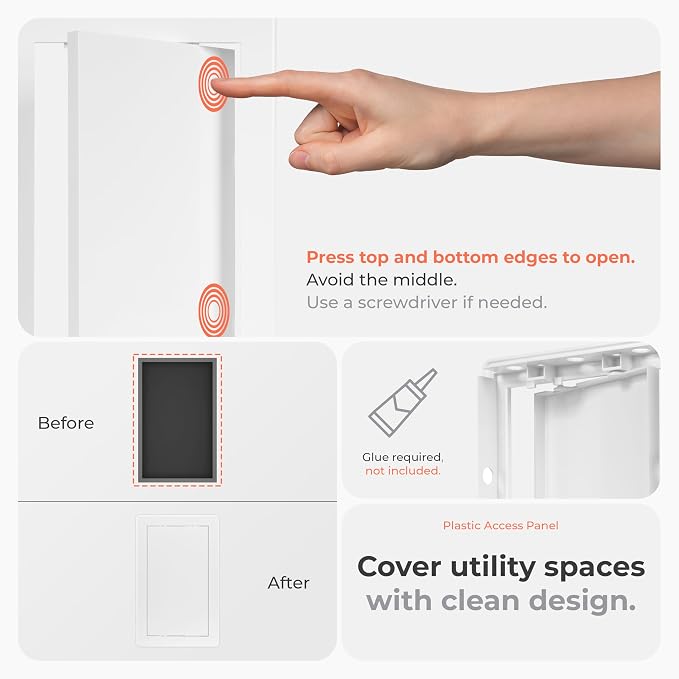 6x10 Inch White Access Panel for Drywall – ABS Plastic Square Wall, Ceiling - Image 3