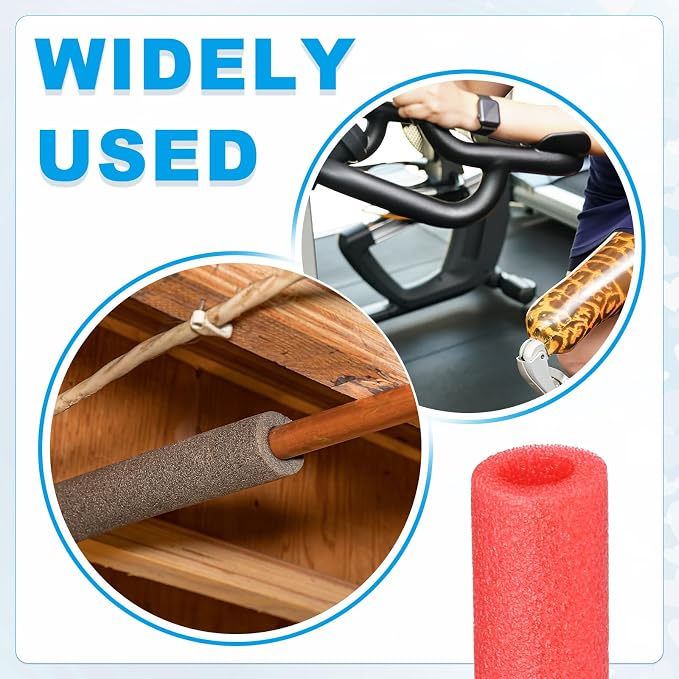 PATIKIL Pipe Insulation Foam Tube Foam Pipe Tubing Covers Red 2Pcs | 1/2" ID x - Image 5