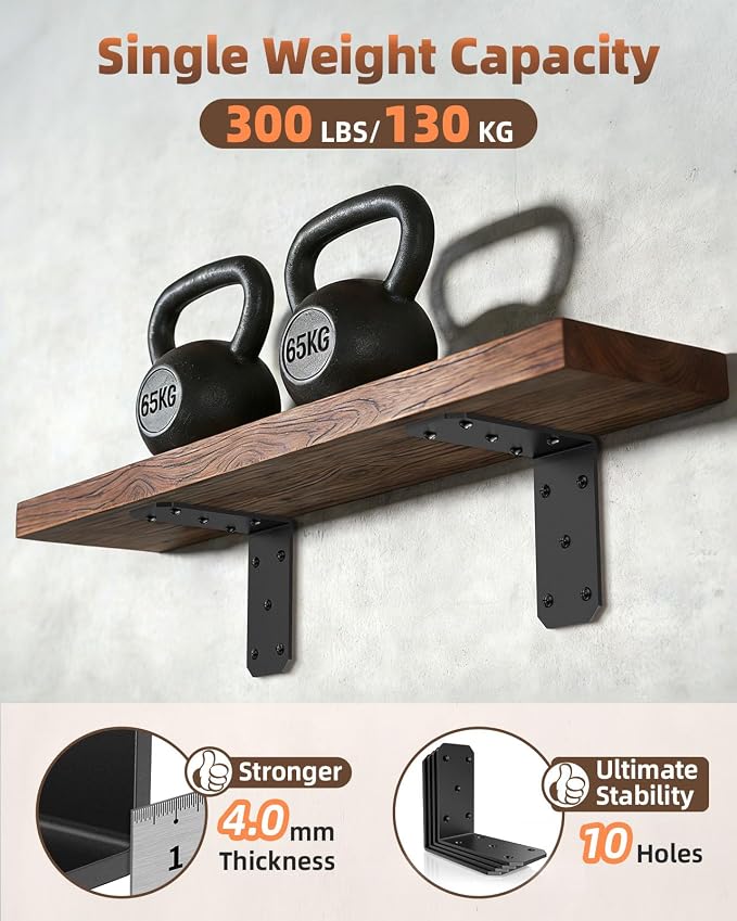 Heavy Duty L Brackets, 5x5 Inch, 300 LBS, 16 Pack | Carbon Steel, Rust - Image 3