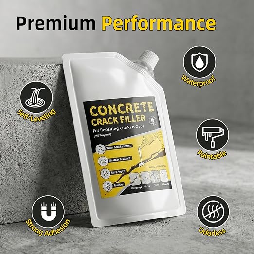 TQRR Pack of 4 Self Leveling Concrete Crack Filler, Cement Crack Repair | - Image 3