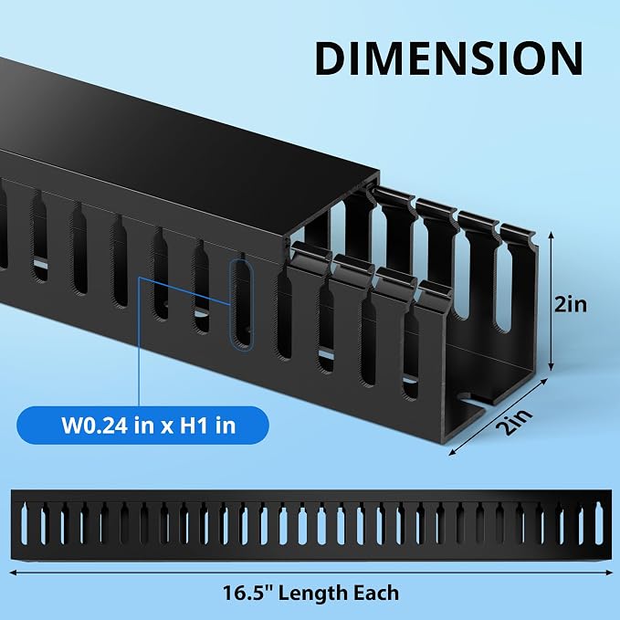 2" H x 2" W Cable Raceway, 33in Under Desk Wire Management Channel, 16.5in Each - Image 2