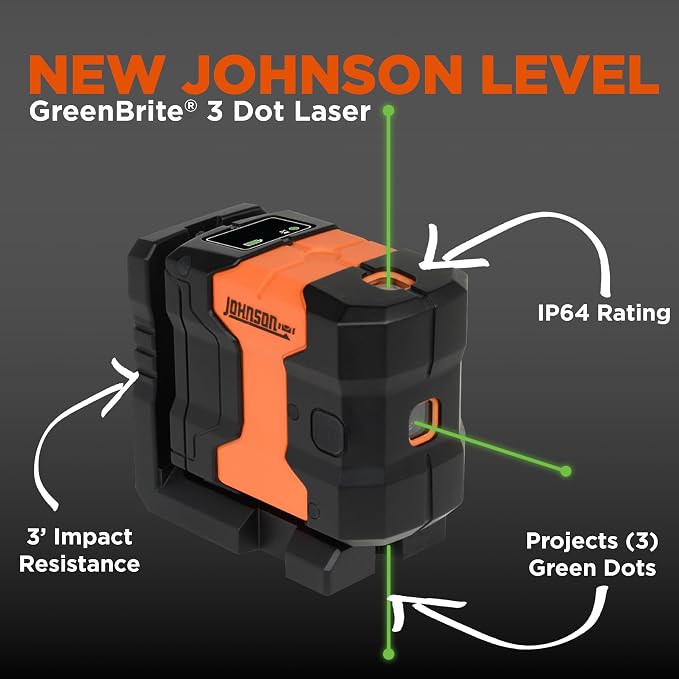 Johnson Level & Tool JDT300-GN3D Laser Level, Self-Leveling Kit 3 Dot Laser - Image 3