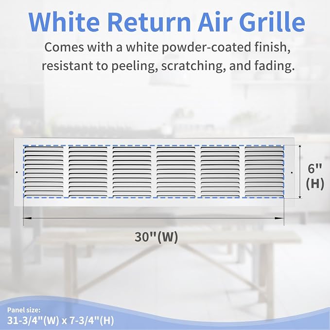 Howeall 30"W x 6"H Steel Return Air Grille, Air Return Vent Cover - Image 3