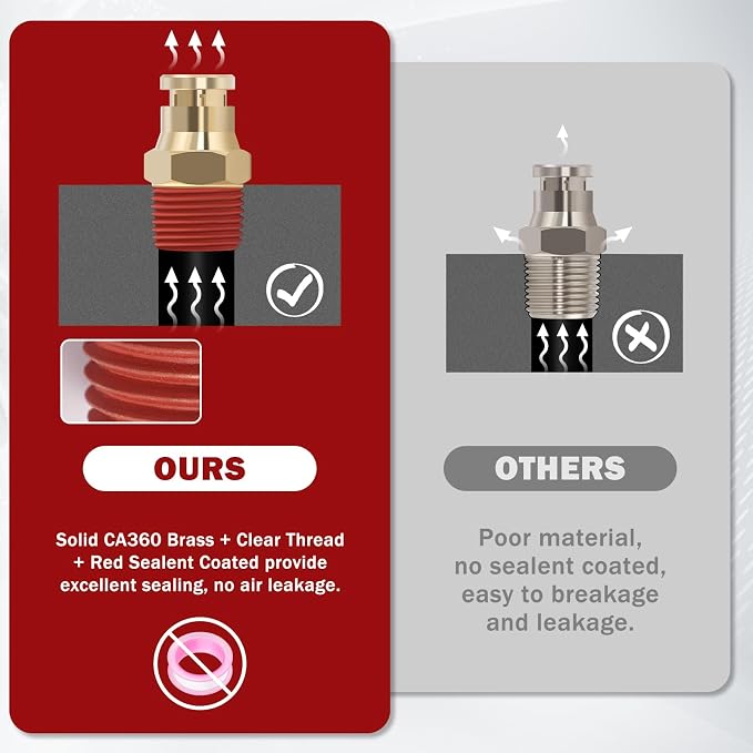 DOT Approved Male Straight Brass Union 3/8" Tube x 1/2" NPT, Quick Connect Union - Image 6
