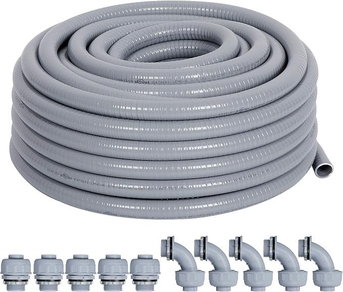 3/4 inch Flexible Liquid-Tight Conduit Kit 25ft, UL Listed | Non-Metallic by Neorexon