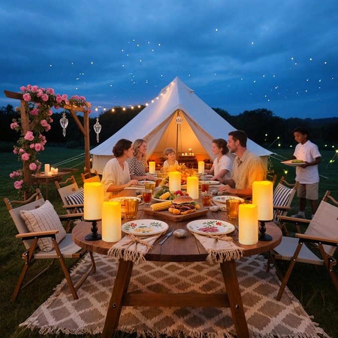 Flameless Candles 4" 5" 6" Outdoor Indoor Pillars Battery Operated Flickering - Image 6