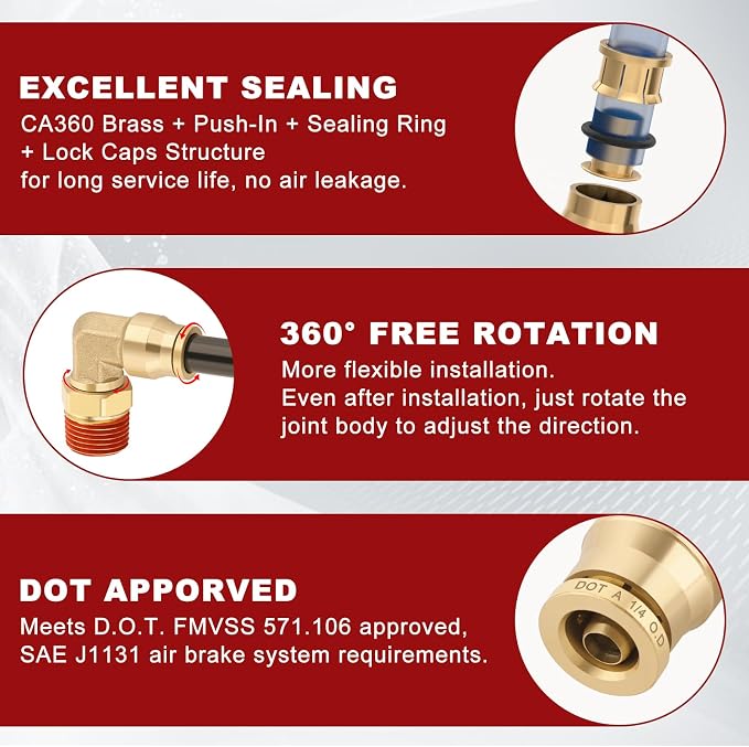 90° Swivel Male Elbow, 1/4" Tube x 1/4" NPT, DOT Approved 5PCS | - Image 4